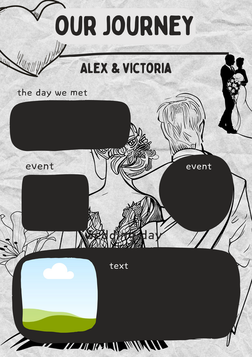 Black And White Digital Art Customised Story Invitation-AACSI003