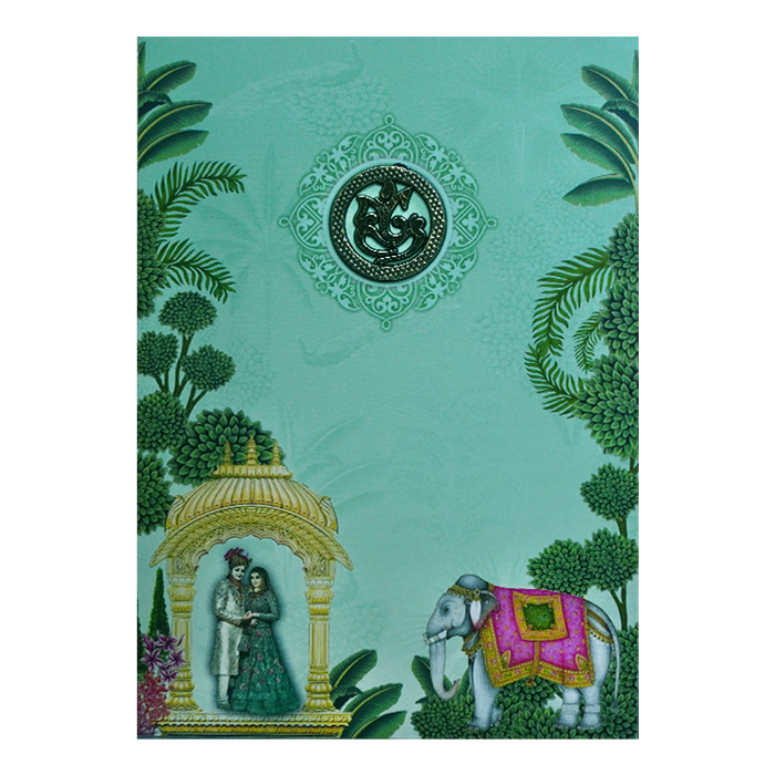 Green Bride and Groom Wedding Card-King of Cards