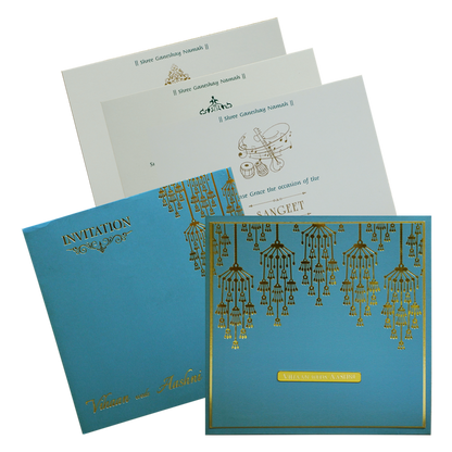 Teal Blue Nameplate Padded Wedding Card-King of Cards