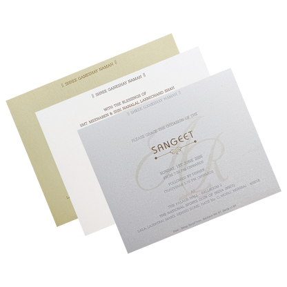 Metallic Grey Floral Invitation-King of Cards