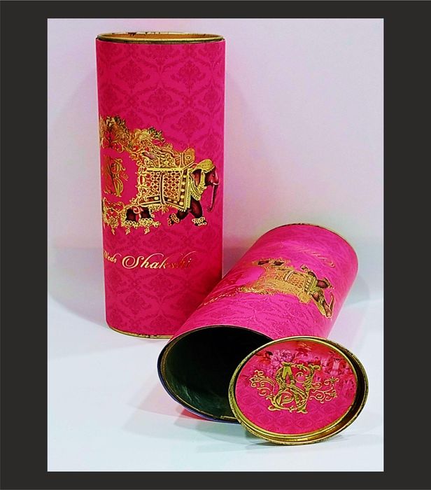 Cream Ultra Premium Box Invitation Card In Elephant Theme-KNKUP001-King of Cards