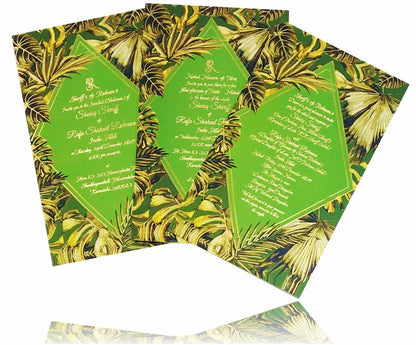 Green Ultra Premium Muslim Invitation In Leaf Design-King of Cards