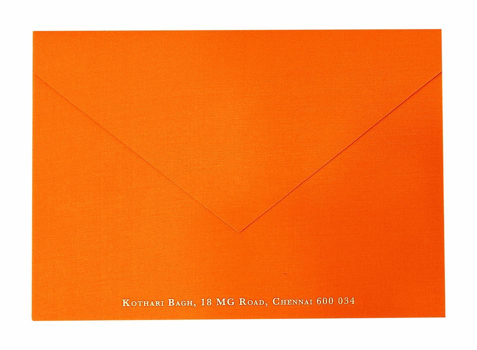 Orange Ultra Premium Luxury Invite With Peacock Feather-King of Cards