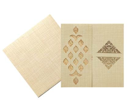 Sandal Metallic Laser Cut Invitation With Sandal Wolly Foil-KNRP4344S