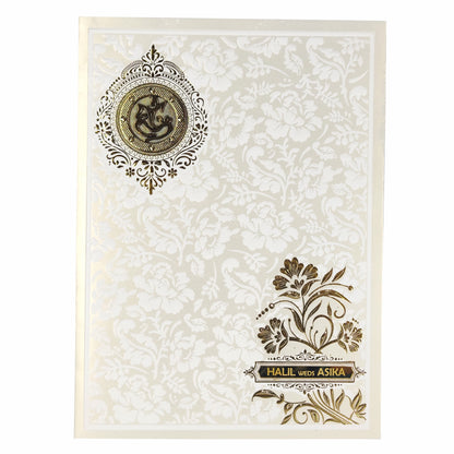 White Jumbo Screen Embossed Floral With Gold Foiling-KNK40500