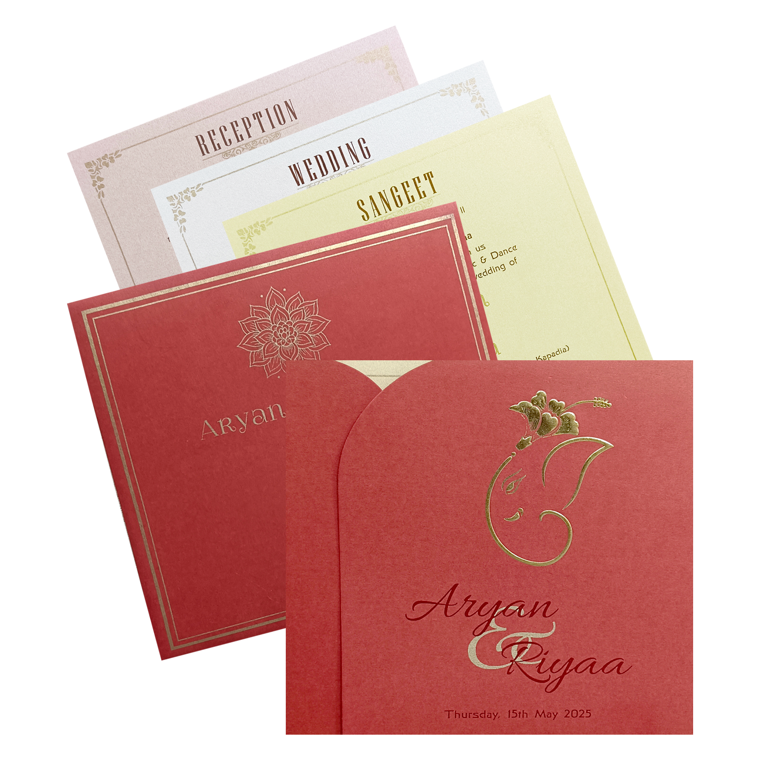 Red Ganesha Wedding Card-King of Cards