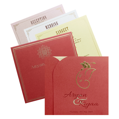 Red Ganesha Wedding Card-King of Cards