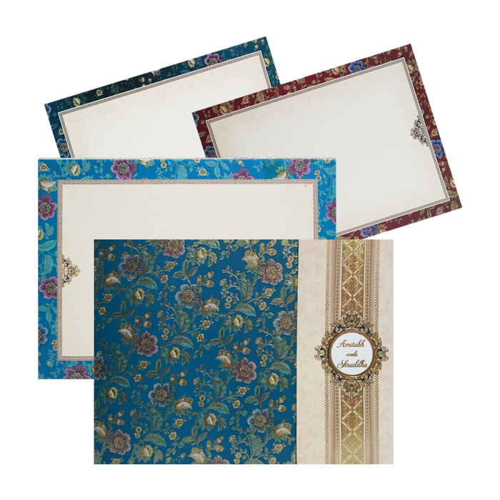 Royal Blue Door Floral Wedding Card-King of Cards