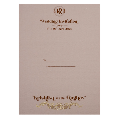 Lavender Gold Arch Floral Padded Wedding Card-KSI64490