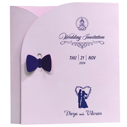 Light Pink Bow Twofold Wedding Card-King of Cards