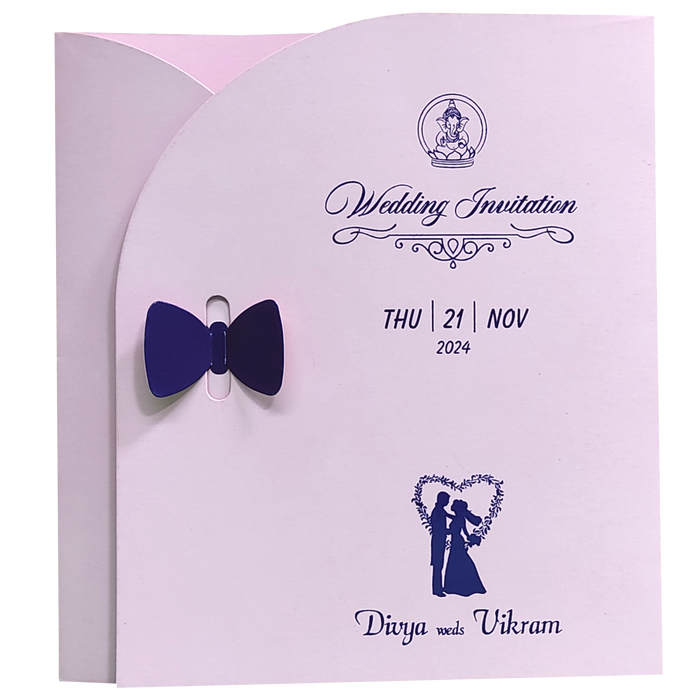 Light Pink Bow Twofold Wedding Card-King of Cards