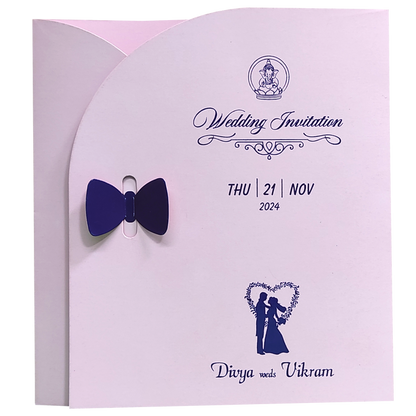 Light Pink Bow Twofold Wedding Card-King of Cards