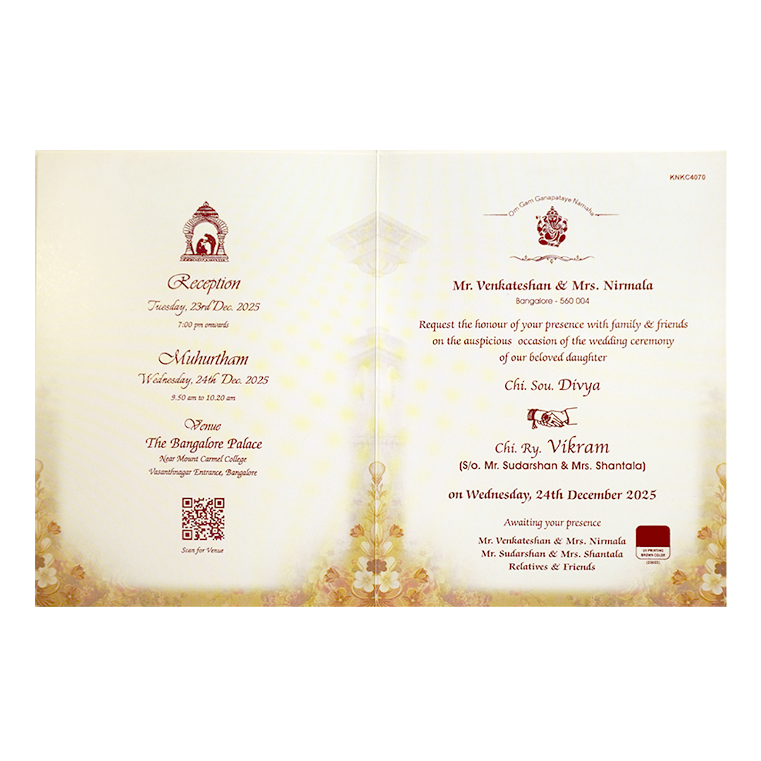 Cream Chariot Nameplate Wedding Card-KNKC4070