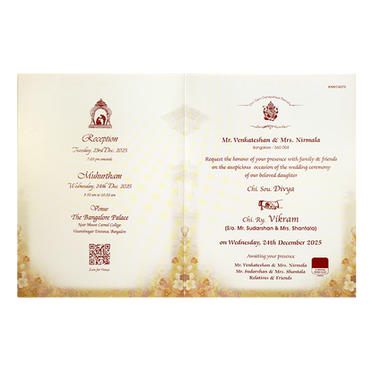 Cream Chariot Nameplate Wedding Card-KNKC4070