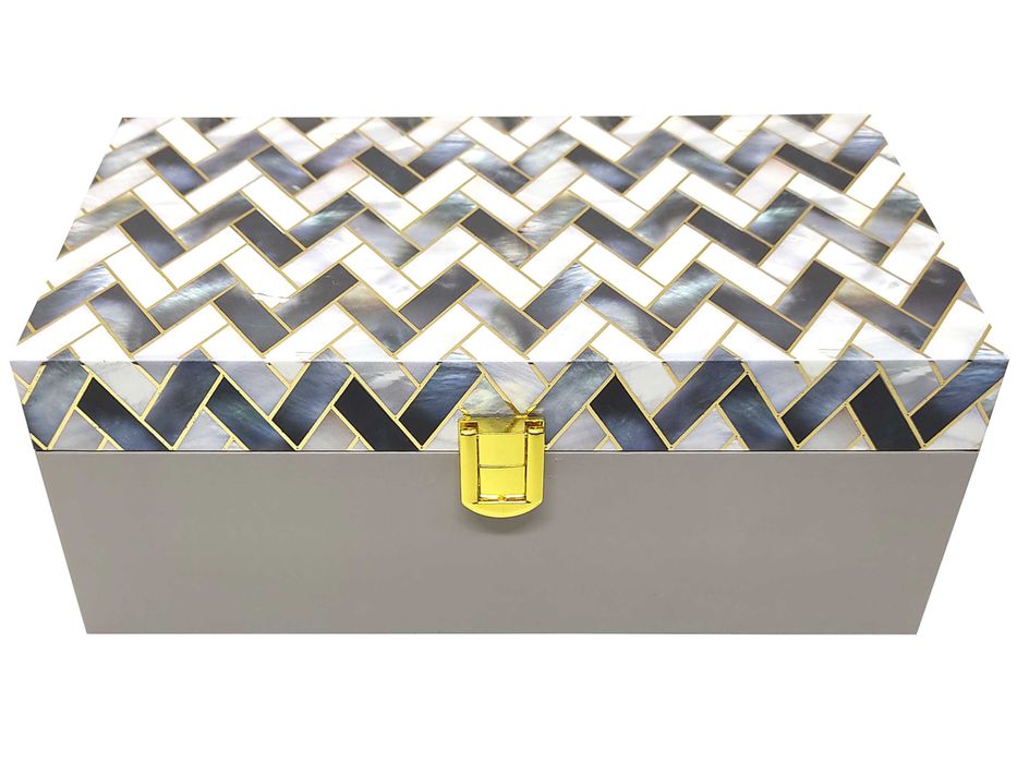 White And Grey Designer Box Invitation-KBX0101-King of Cards