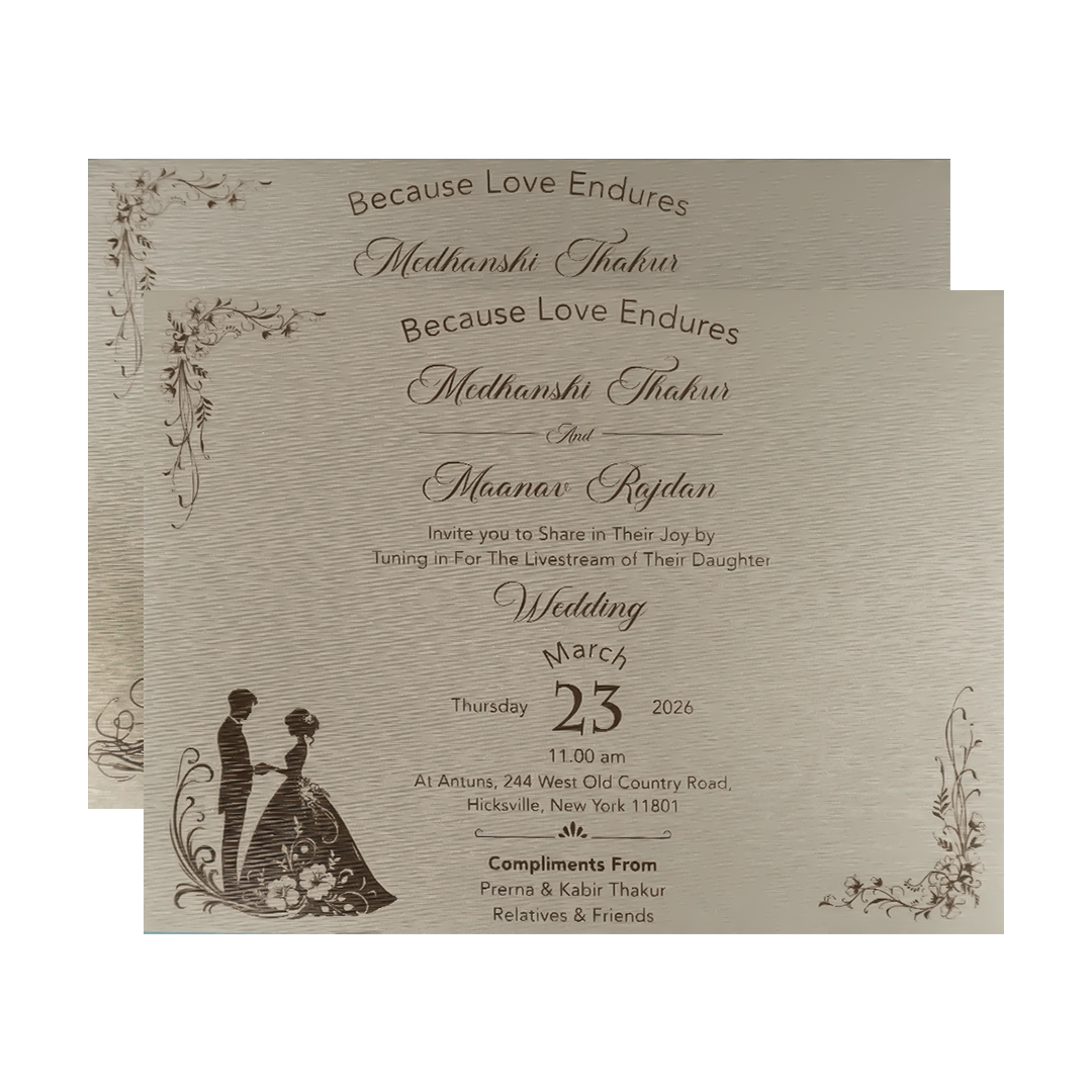 Grey Gold Padded Wedding Card-KSSC2110