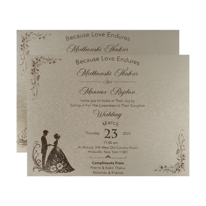 Grey Gold Padded Wedding Card-KSSC2110
