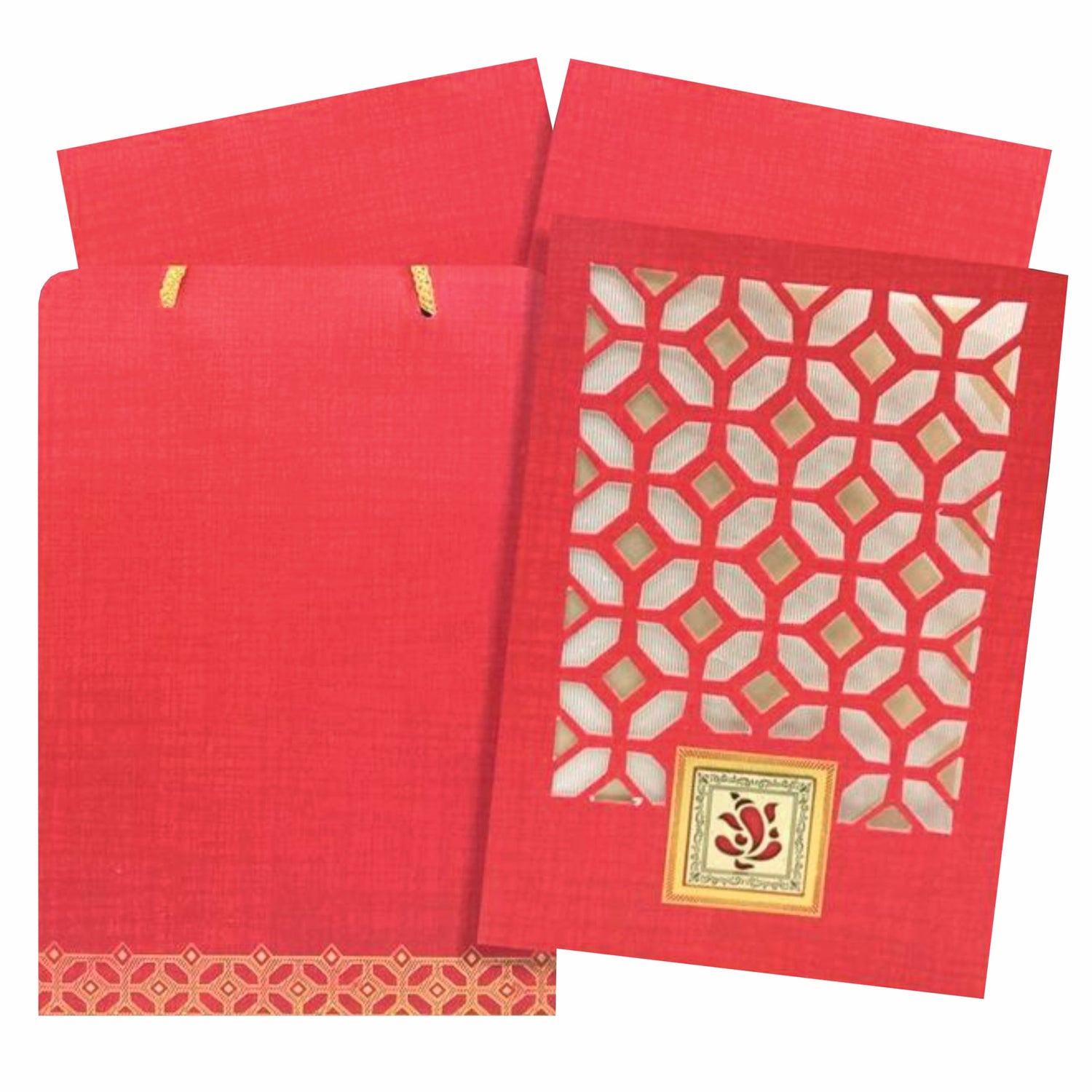 Red Die Cut Square Ganesha Card