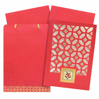 Red Die Cut Square Ganesha Card