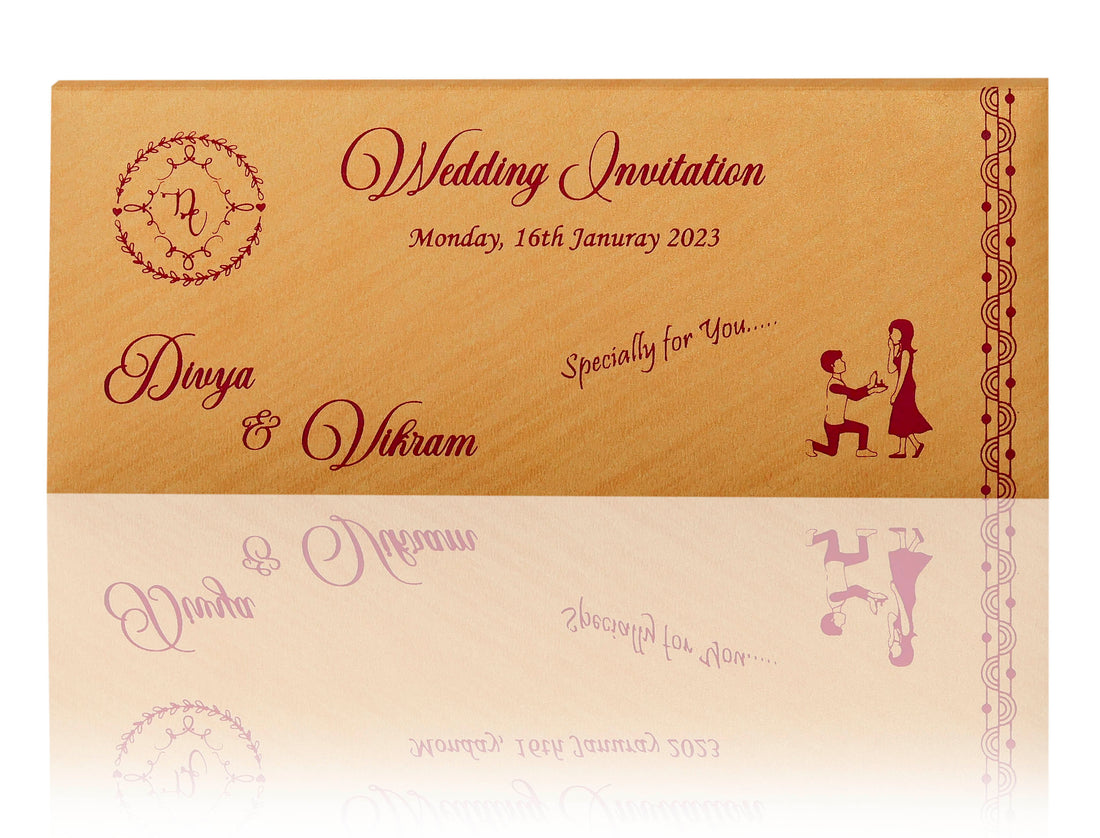 Gold Three Fold Invitation Card-KNK3080G