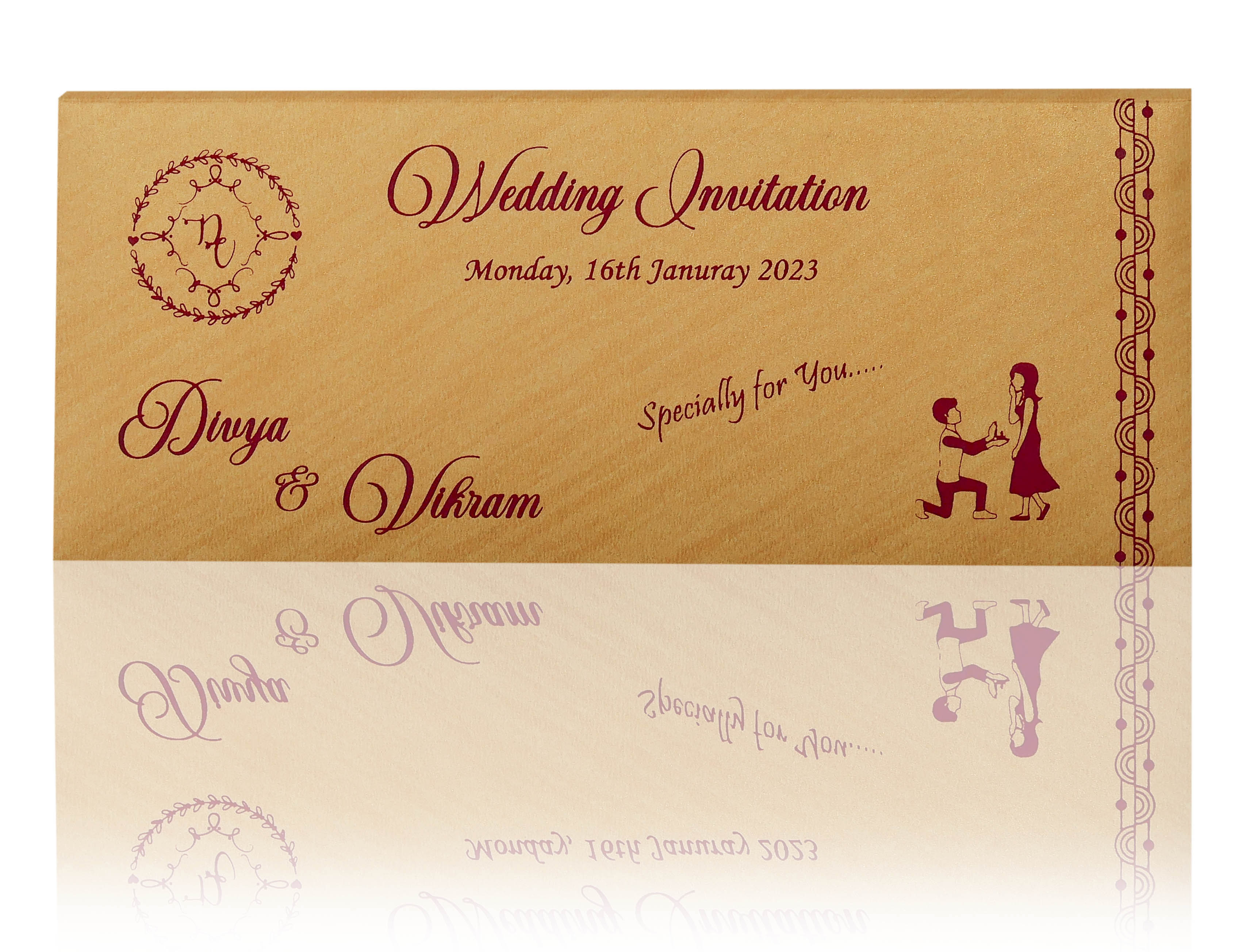 Gold Three Fold Invitation Card-KNK3080G