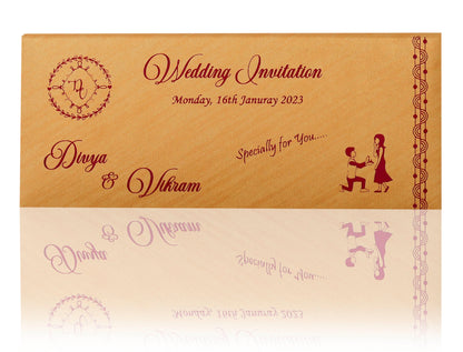 Gold Three Fold Invitation Card-KNK3080G