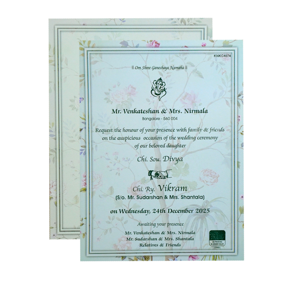 Blue Floral Door Invitation Card-King of Cards