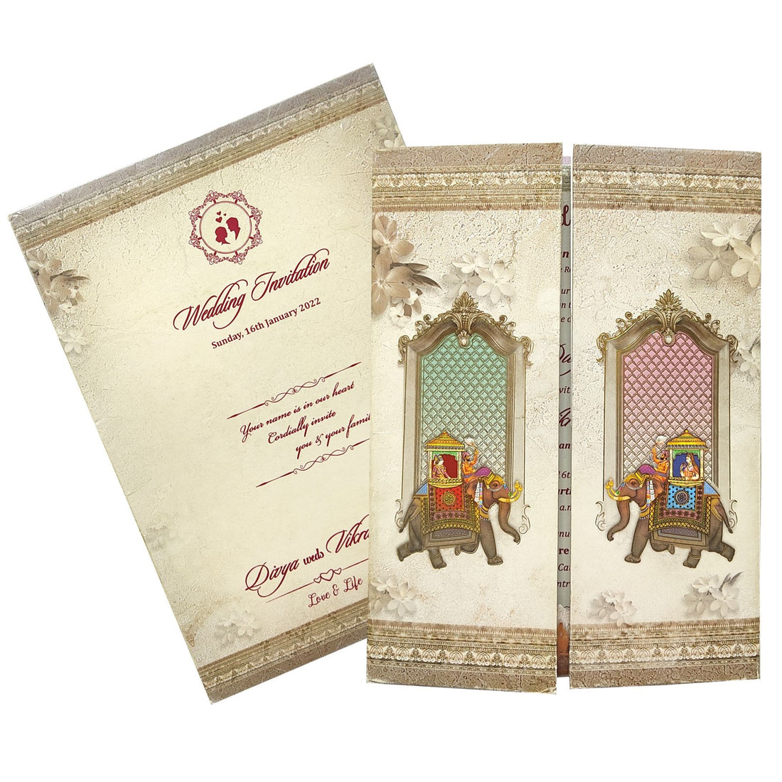 Grey Padded Door Type With Elephant Design-KNPO9510G