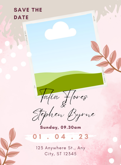 Pink Leaf Save The Date-AASTD016