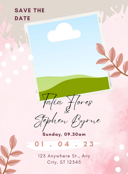 Pink Leaf Save The Date-AASTD016