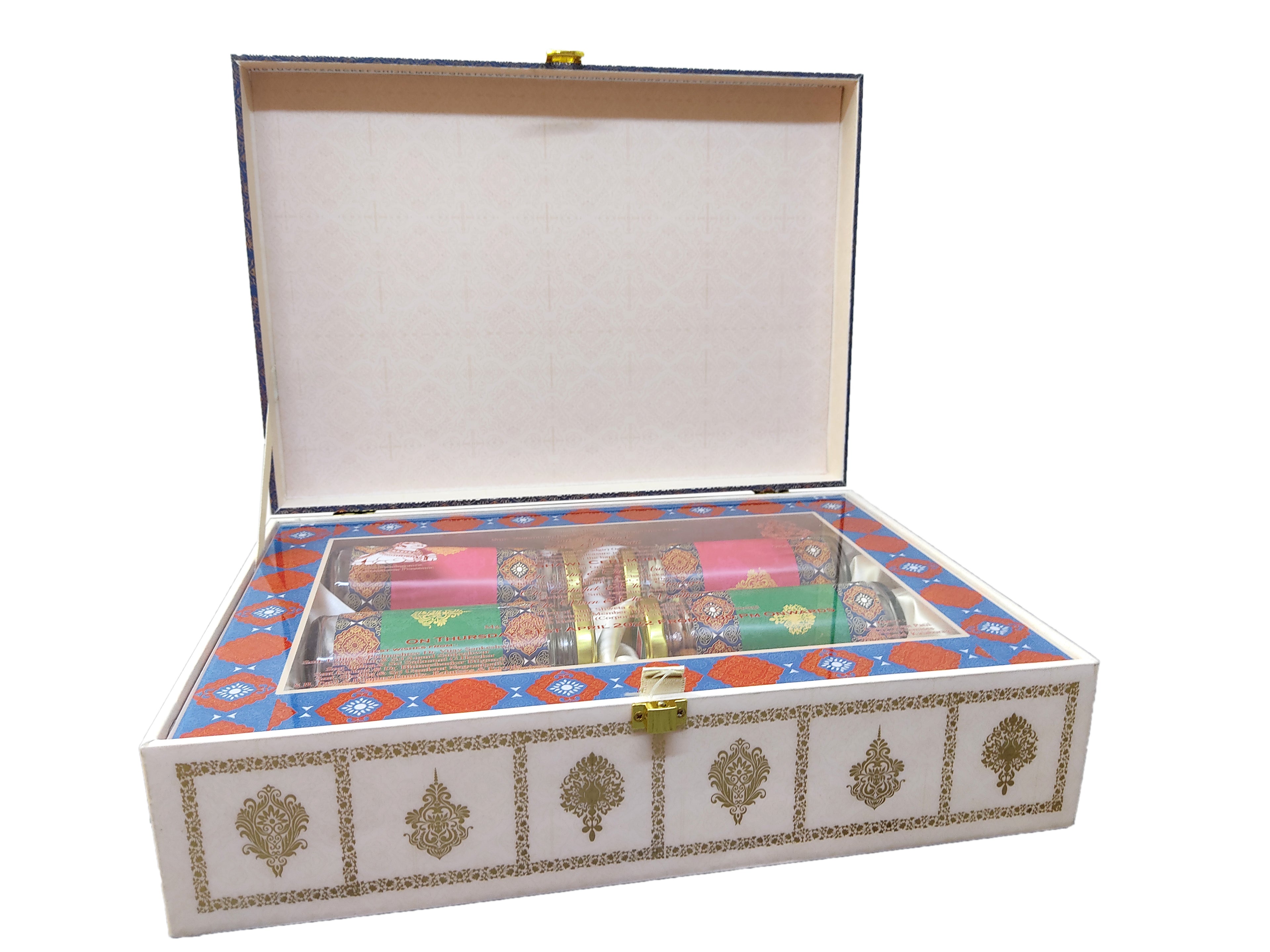 Cream Ultra Royal Premium Invitation Card With Sweet Boxes-KNKUP042