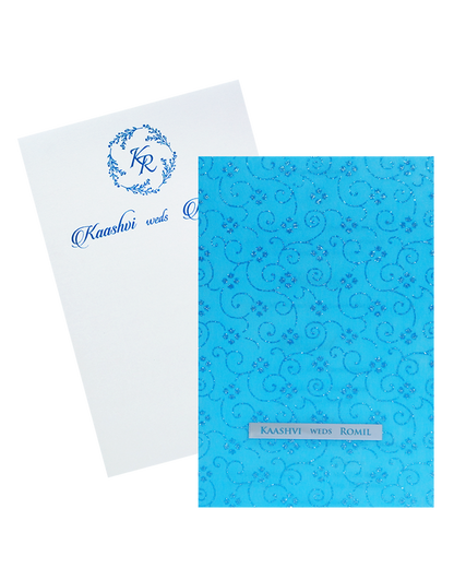 Blue Glitter Tracing Sheet Invitation Card-King of Cards