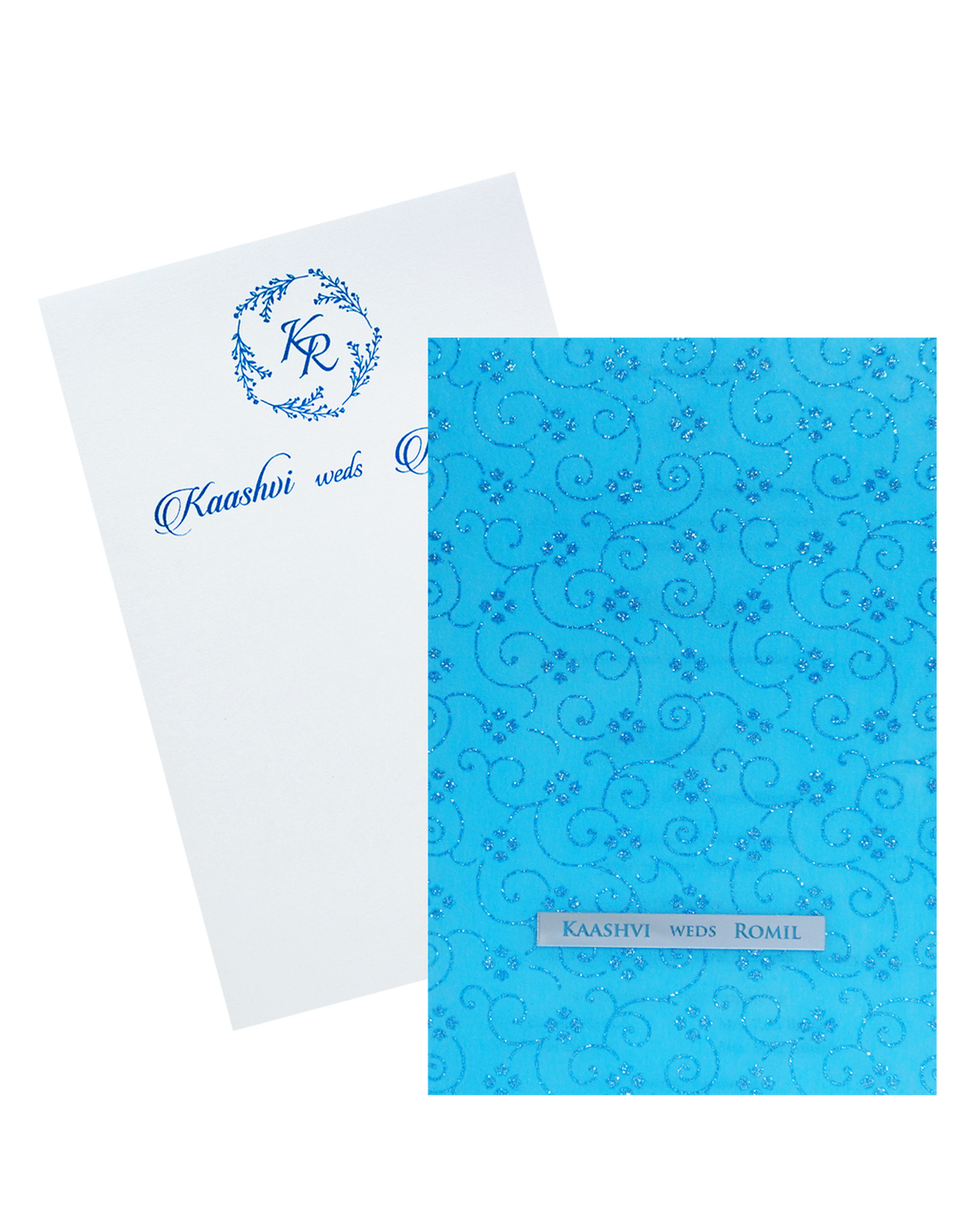 Blue Glitter Tracing Sheet Invitation Card-King of Cards