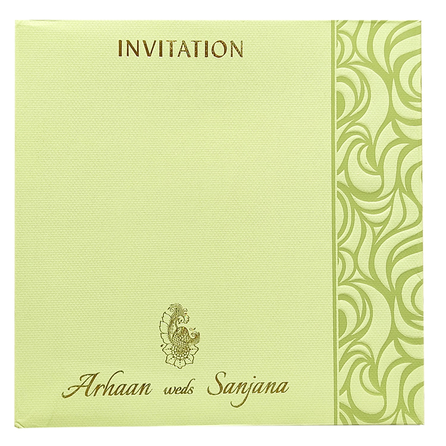 Green Embossed Padded Invitation Card-King of Cards