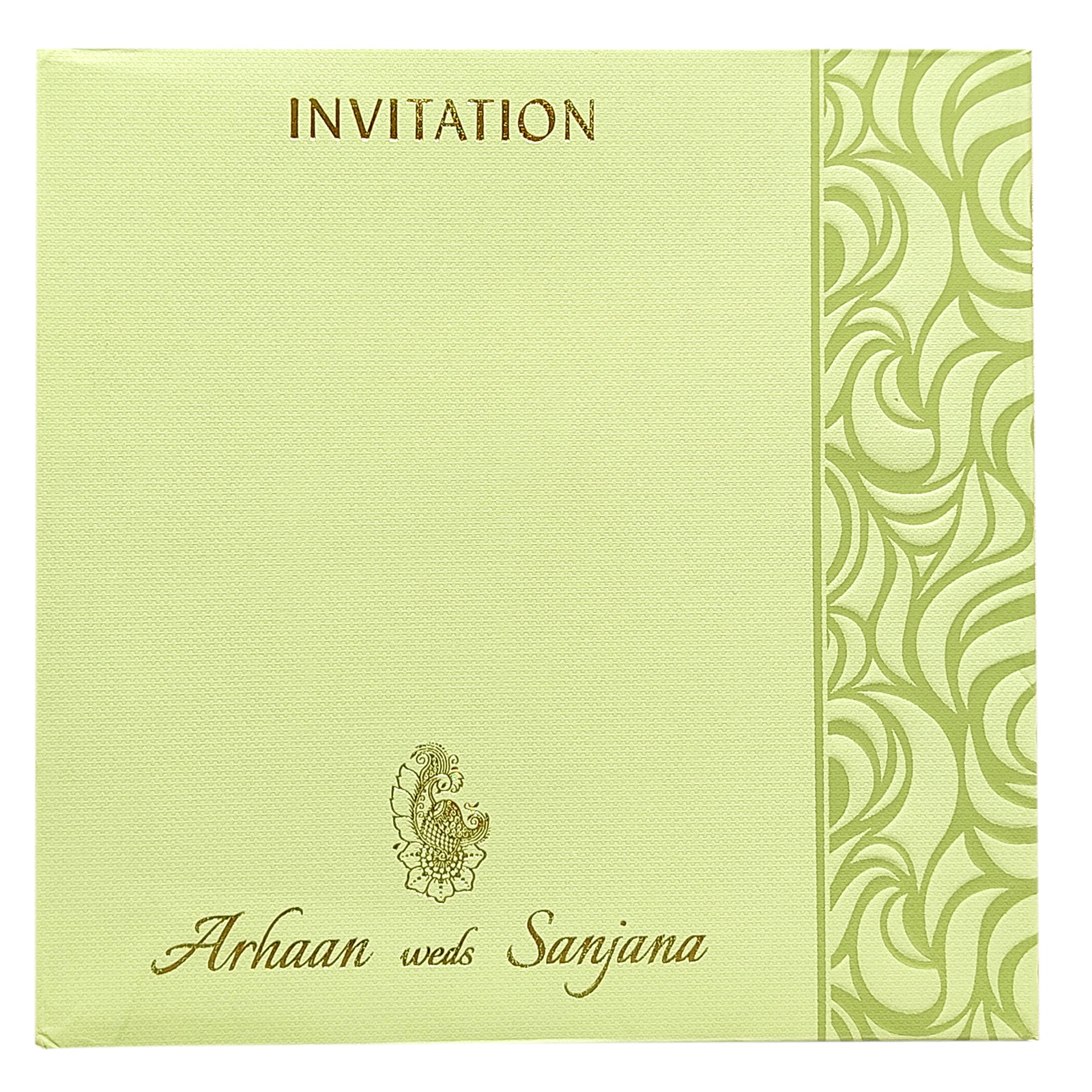 Green Embossed Padded Invitation Card-King of Cards