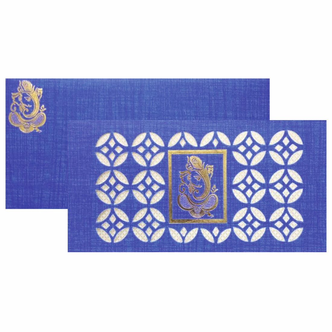 Enchanting Cut design With Ganesha Theme Wedding Card-KNK20110