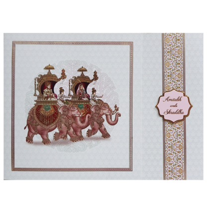 White Door Elephant Wedding Invitation-KAC05090