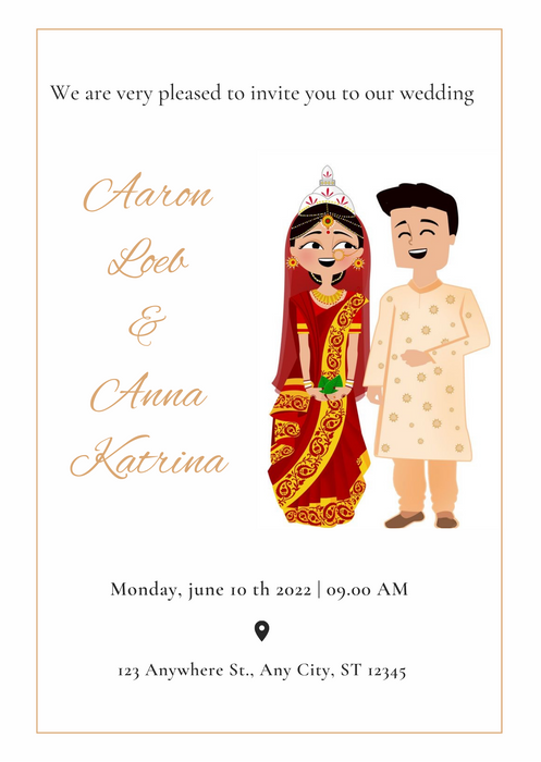 White Floral Bengali Wedding Invitation-AABGW001