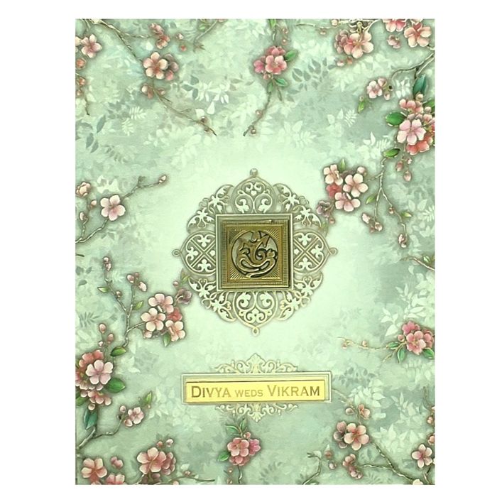 Green Floral Nameplate Invitation Card-King of Cards