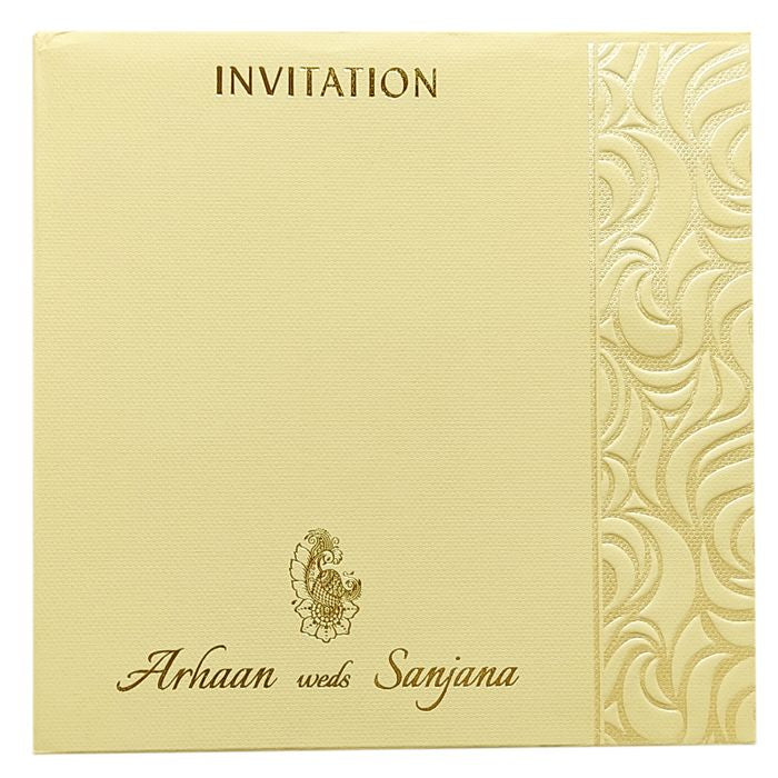 Cream Embossed Padded Invitation Card-King of Cards