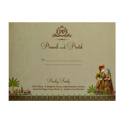 Pale Brown MDF Padded Invitation-KSI12380
