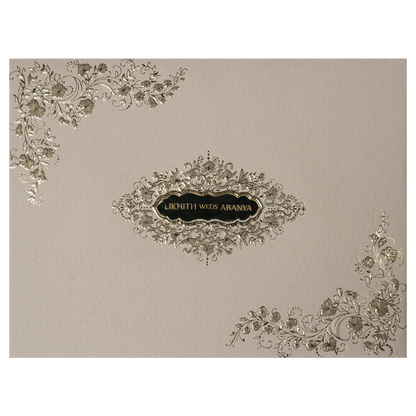 Check out Grey Floral Padded Wedding Card at best price.✅WhatsApp Support ✅Express Delivery.|King of cards.
