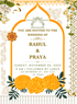 Yellow Marigold Floral Indian Wedding Invitation-EINK0030