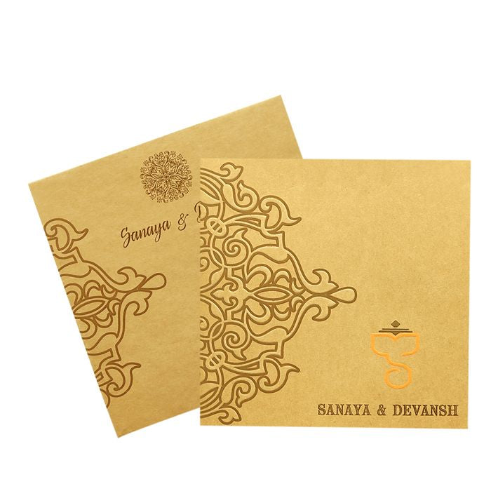 Brown Embossed Box Invitation Card-King of Cards