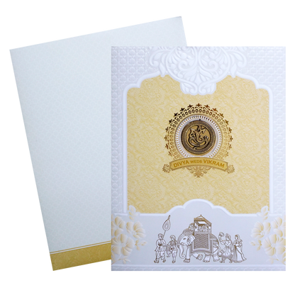 White and Yellow Patterned Wedding Card-King of Cards