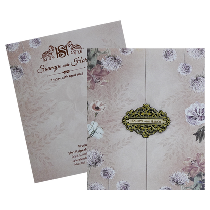 Light Rosy Brown Floral Invitation Card-King of Cards