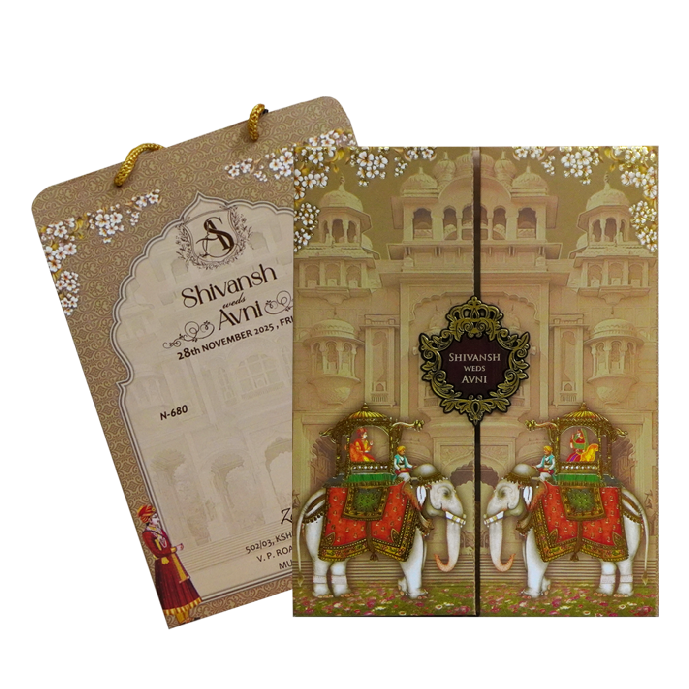 Pale Beige Brown Wedding card-King of Cards