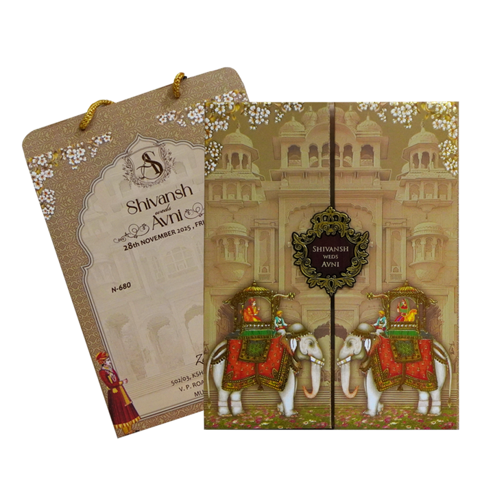 Pale Beige Brown Wedding card-King of Cards