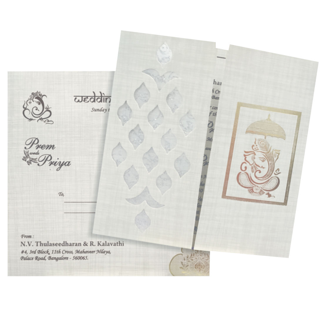 Grey Gold Metallic Laser Cut With Gold Wolly And Gold Ganesha Print-KNRP43420