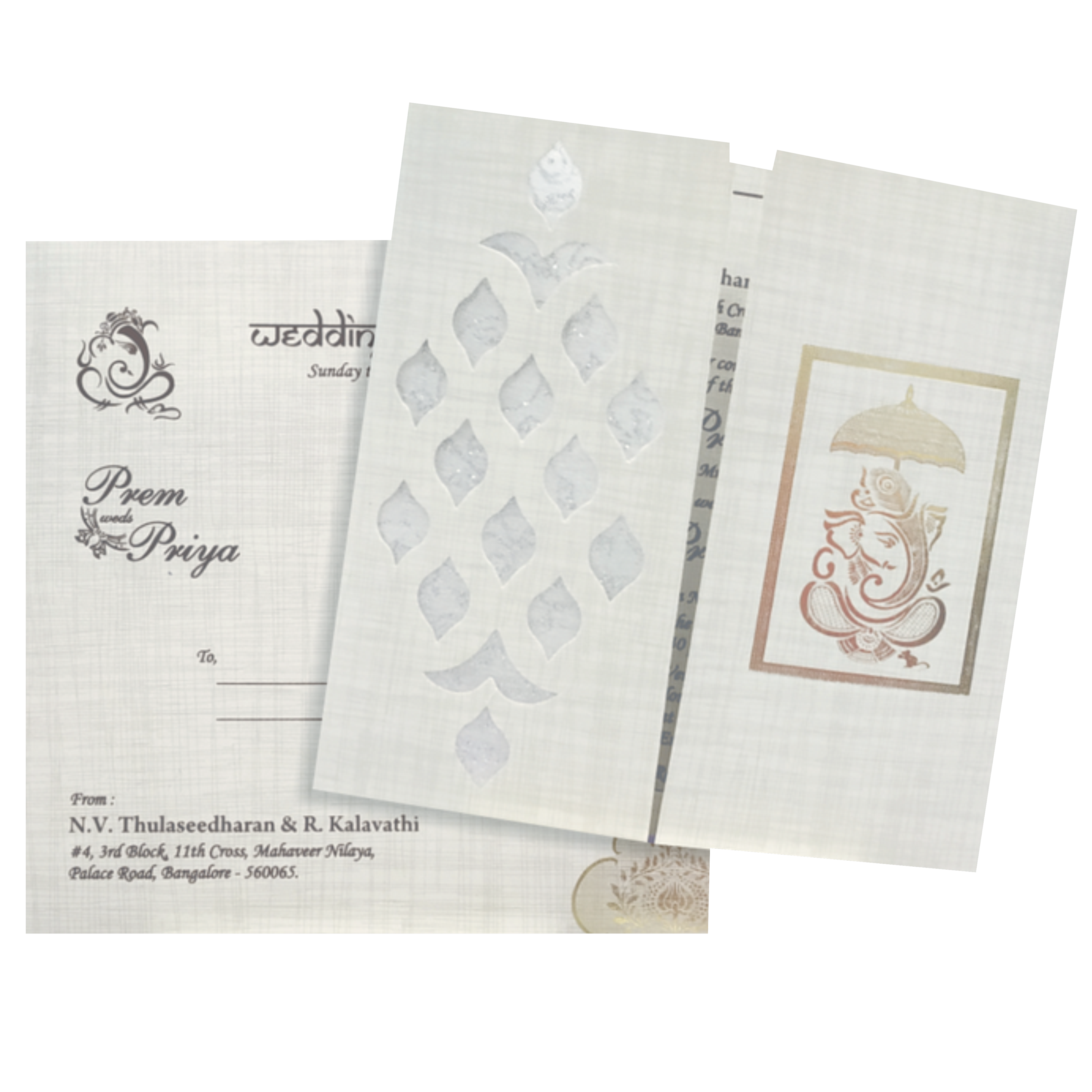 Grey Gold Metallic Laser Cut With Gold Wolly And Gold Ganesha Print-KNRP43420